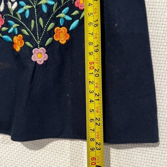 OBSTINACY Brazil Navy Blue Strapless Floral Embroidered Dress Size Large - Picture 6 of 13